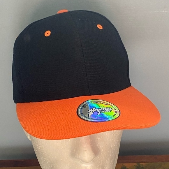 Seventy Seven Blank Orange And Blue Snapback Hat♠️ - Picture 2 of 5